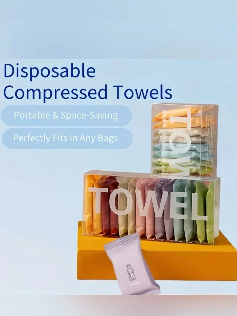 Disposable Compressed Travel Towels - 14 Pack